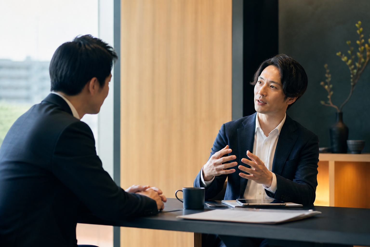 1対1で想いと営業課題を整理する相談風景