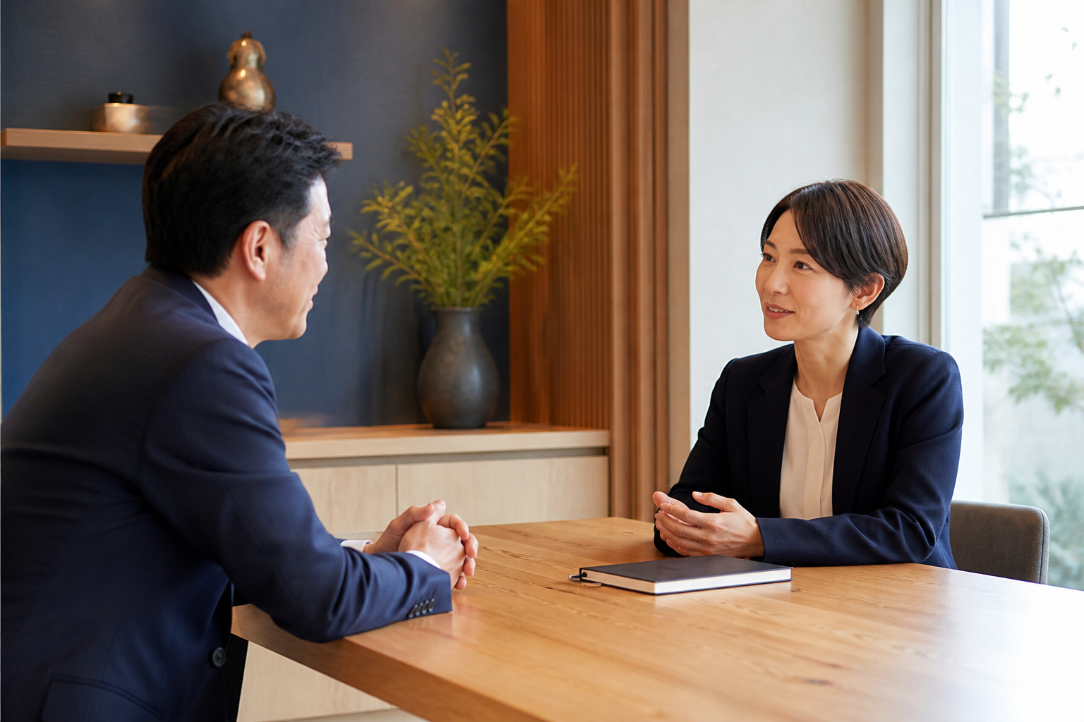 落ち着いた雰囲気で話を聞く無料相談のイメージ